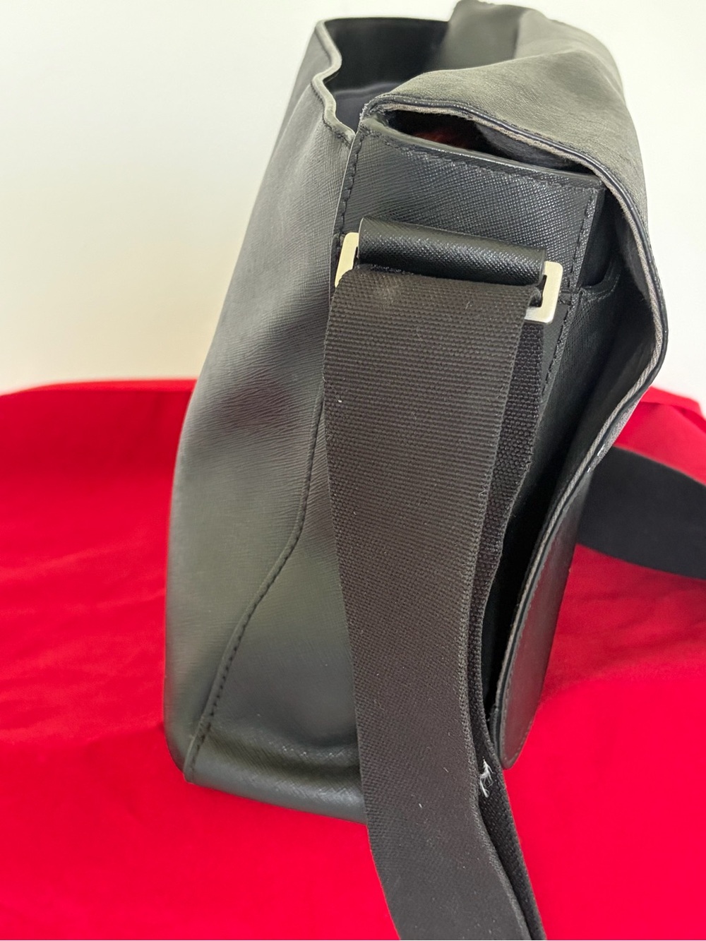 Jack Spade Barrow Black Leather Messenger Laptop Crossbody Bag - Picture 10 of 16